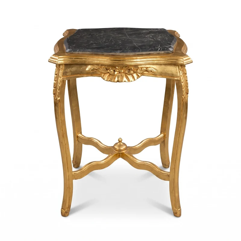 Casa Padrino Barock Beistelltisch mit Marmorplatte in Gold und Schwarz, 50 x 50 x 70 cm